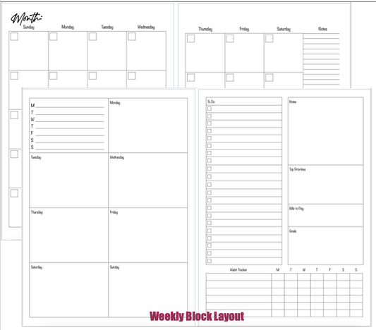 Digital File - Weekly Block - Binder - Letter Size