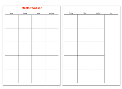 Monthly Layout Options