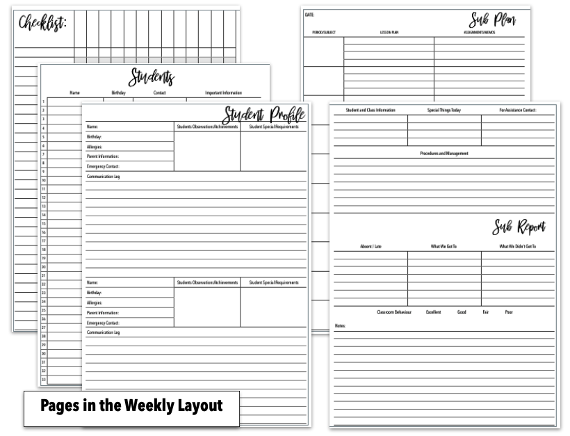 Digital File - Teacher Weekly 2024/2025 - Binder - Letter Size