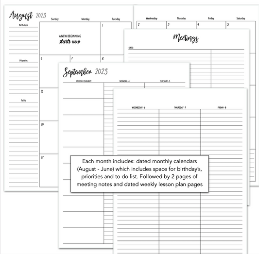 Digital File - Teacher Weekly 2024/2025 - Binder - Letter Size